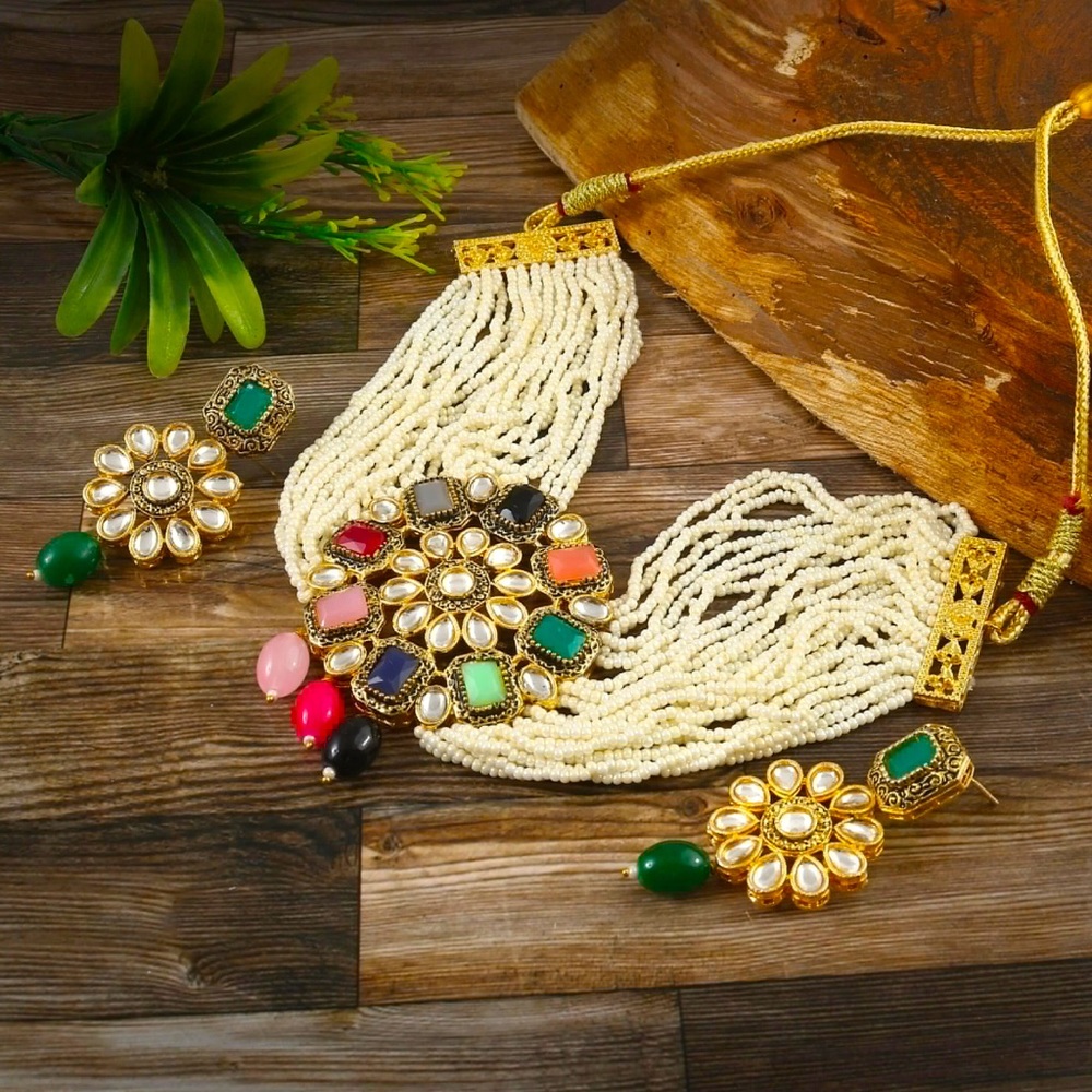 Multi stone choker necklace